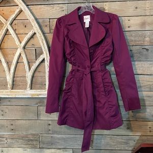 Ruched Plum Trench Coat